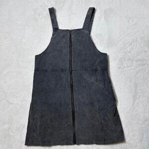 Don't Ask Why OSFM Gray Corduroy Front Zip Jumper Dress Italy Dark Academia